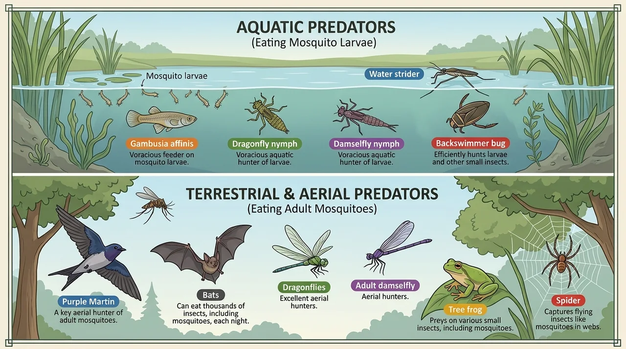 What animals eat mosquito?