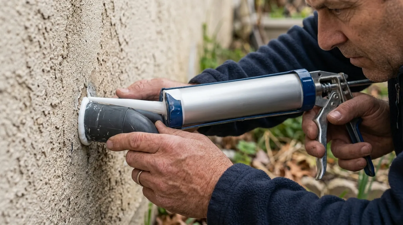 Running a bead of caulk along a wall seam
