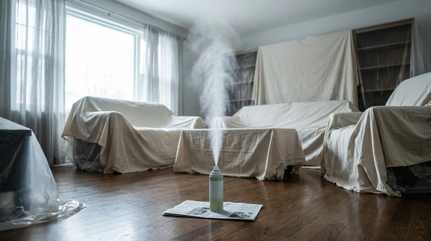 A cockroach fogger releasing mist in a room