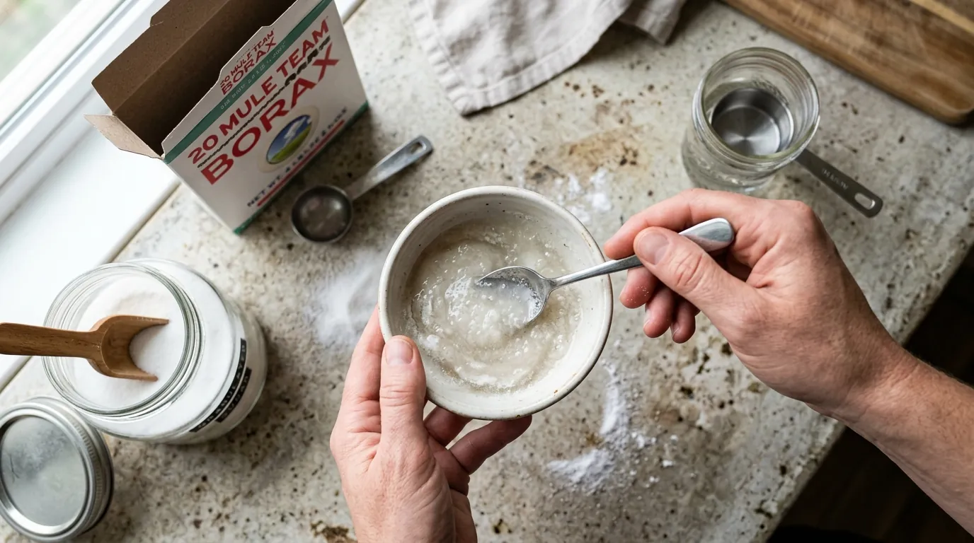 Mixing a DIY borax-and-sugar ant bait Mixing a DIY borax-and-sugar ant bait
