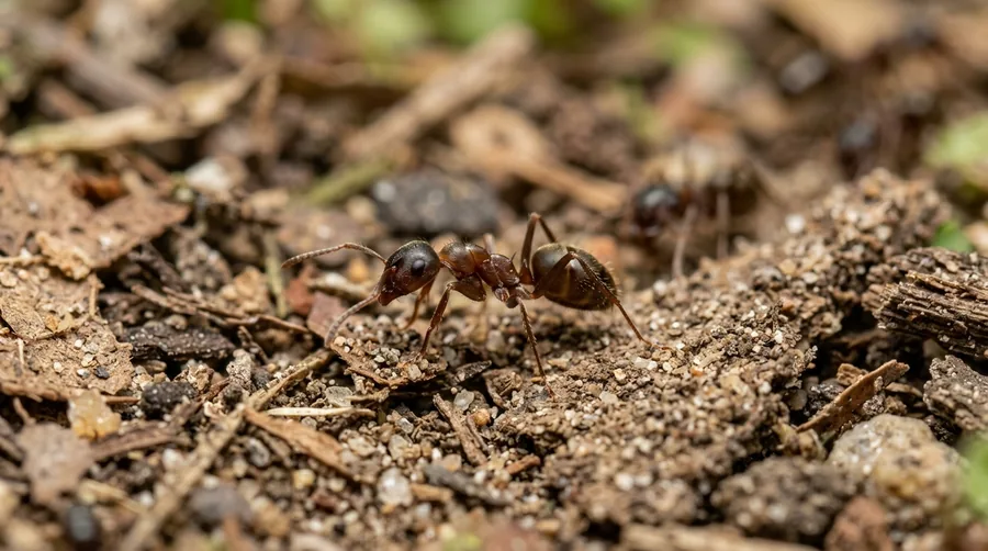 A wide trail of small light-brown Argentine ants streaming along a kitchen baseboard
